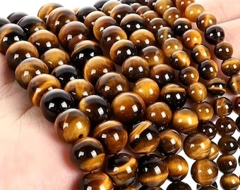 6mm 8mm Brown Tiger’s Eye Beads – AAA Round Gemstone Strands for Jewellery Making & Crafts