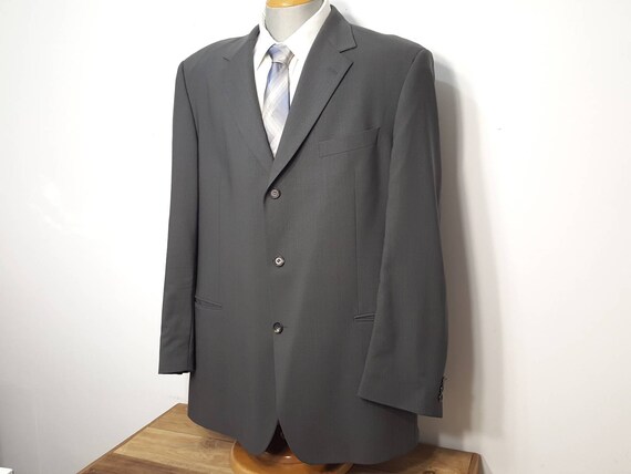 Vintage 90s Hugo Boss Solid Gray Men S 48r Blazer Etsy