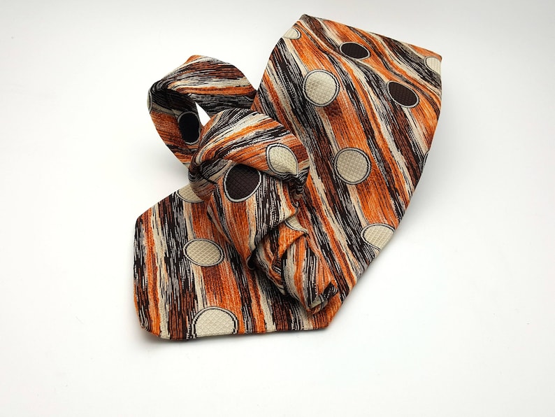 Vintage Rene de Deauville Paris 50s 60s Ultra Wide Necktie Men/'s 4.75 Fall Autumn Colors Circle Geometric Thick Woven Polyester Tie
