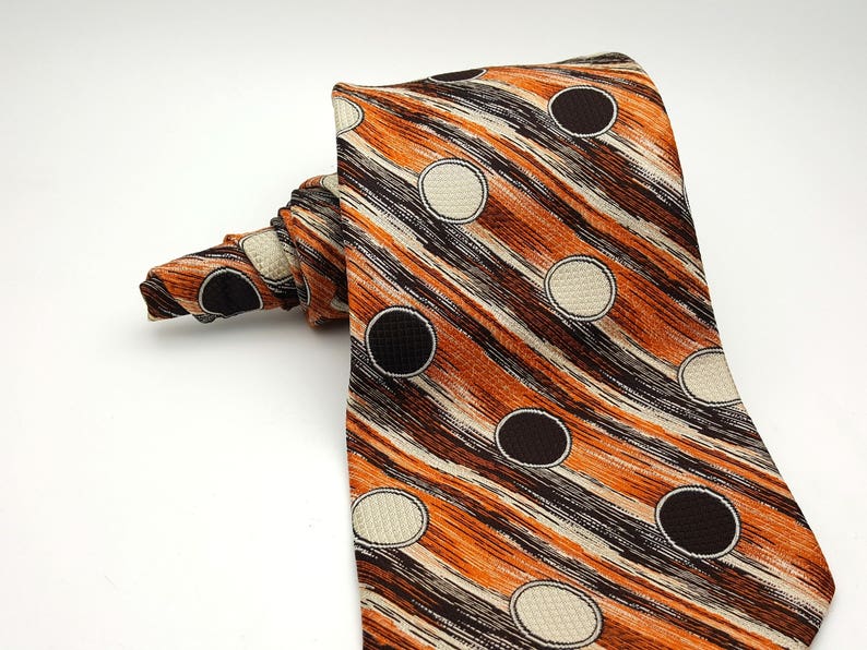 Vintage Rene de Deauville Paris 50s 60s Ultra Wide Necktie Men/'s 4.75 Fall Autumn Colors Circle Geometric Thick Woven Polyester Tie