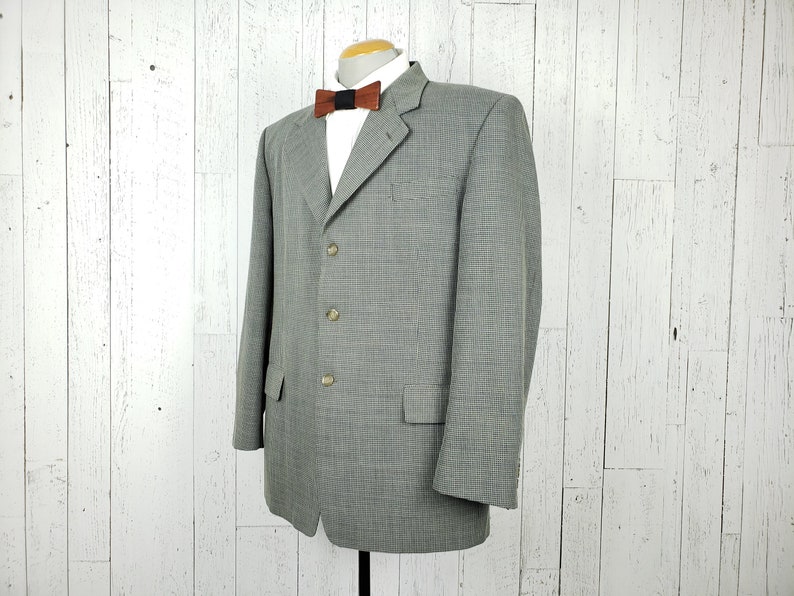 Vintage 90s Nailshead 3 Button Blazer Men/'s 46L Taupe /& Black Sports Coat 46 Long Tall Stars Jacket Wool Blend Retro Wear Wedding Prom