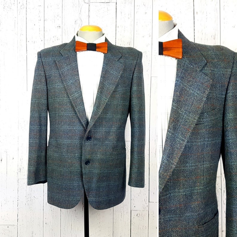 Vintage Tweed Blazer Men's 40R Dark Gray Herringbone - Etsy