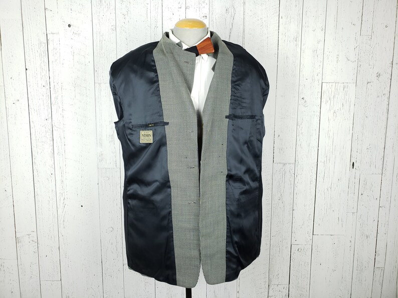 Vintage 90s Nailshead 3 Button Blazer Men/'s 46L Taupe /& Black Sports Coat 46 Long Tall Stars Jacket Wool Blend Retro Wear Wedding Prom