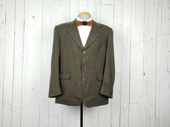 Vintage 90s Green \u0026 Black Plaid Blazer 
