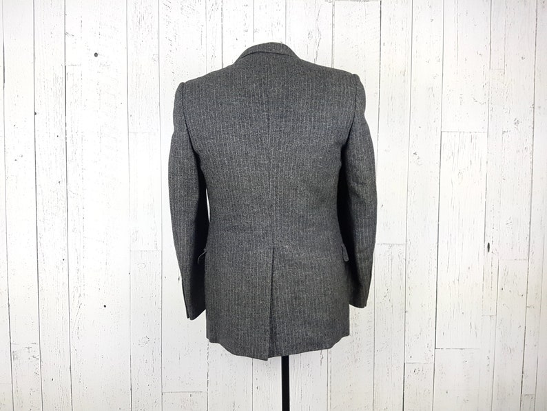 Vintage 70s Charcoal Pinstripe Blazer Men/'s 38R Flannel Wool Sports Coat 38 Regular Classic Jacket Retro Menswear Unique Wedding Prom Wear