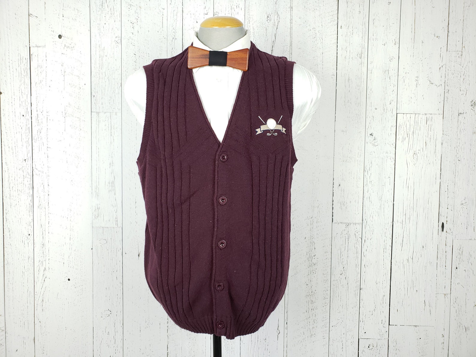 Vintage Golf Themed Button Up Sweater Vest Men's Medium Etsy France