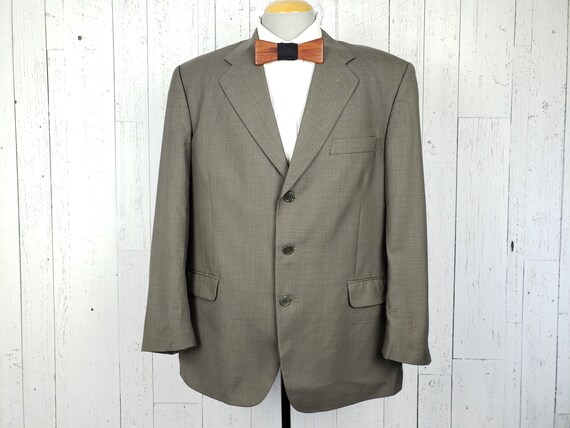 Vintage 90s Nailshead 3 Button Blazer Men/'s 46L Taupe /& Black Sports Coat 46 Long Tall Stars Jacket Wool Blend Retro Wear Wedding Prom