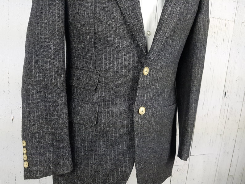 Vintage 70s Charcoal Pinstripe Blazer Men/'s 38R Flannel Wool Sports Coat 38 Regular Classic Jacket Retro Menswear Unique Wedding Prom Wear