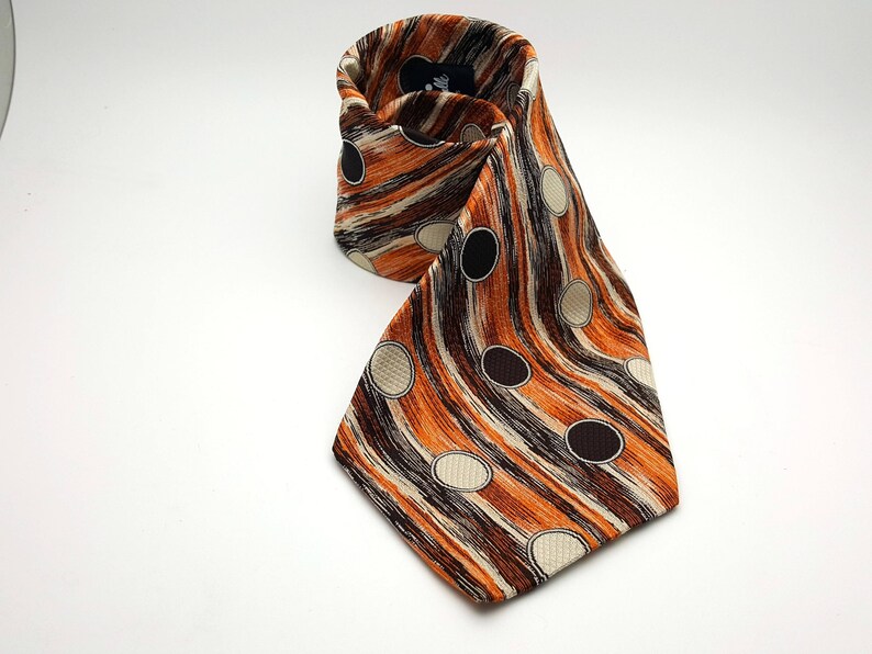 Vintage Rene de Deauville Paris 50s 60s Ultra Wide Necktie Men/'s 4.75 Fall Autumn Colors Circle Geometric Thick Woven Polyester Tie