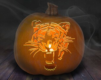 Tijger Pumpkin Carving Stencil afdrukbare