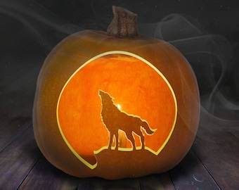 Huilende Wolf Pumpkin Carving Stencil afdrukbare