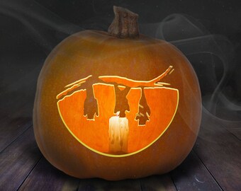 Hangende vleermuizen Pumpkin Carving Stencil afdrukbare