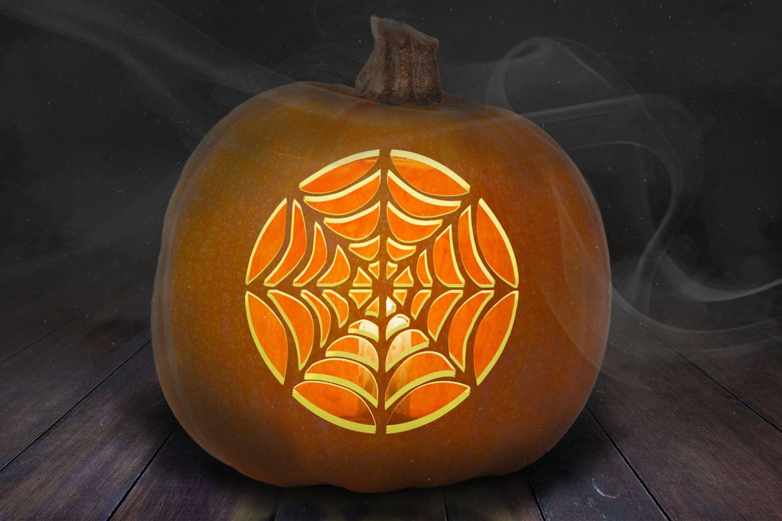 Spider Web Pumpkin Carving Stencil Printable (Download Now) Etsy
