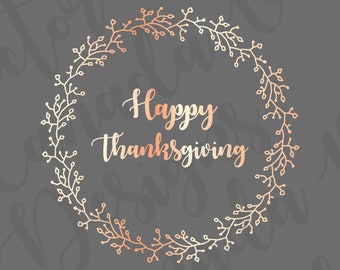 Happy Thanksgiving afdrukbare Rose gouden krans