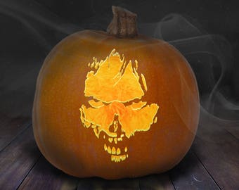 Zombie Pumpkin Carving Stencil afdrukbare