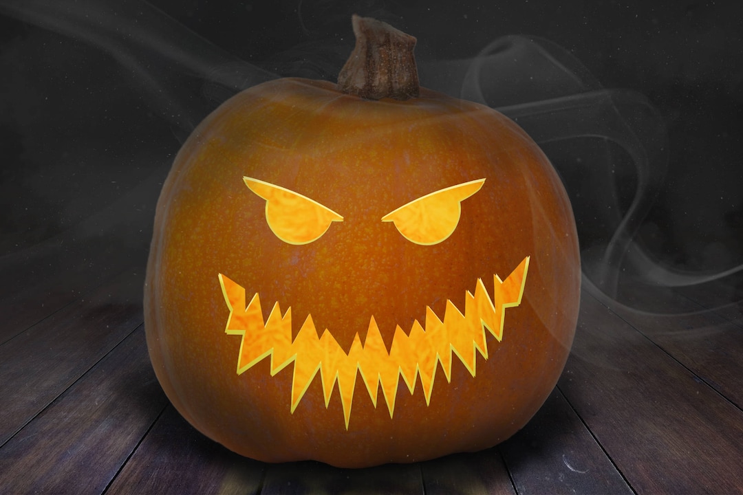 Simple Scary Pumpkin Carving Stencil Printable - Etsy