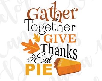 Kom samen, bedank en eet taart afdrukbare afbeelding