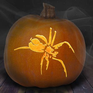不気味なクモのカボチャの彫刻ステンシル印刷可能