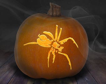 Griezelige spin Pumpkin Carving Stencil afdrukbare