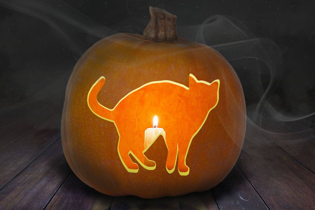 Cat Pumpkin Carving Stencil Printable - Etsy