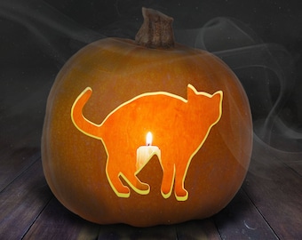 Kat Pumpkin Carving Stencil afdrukbare