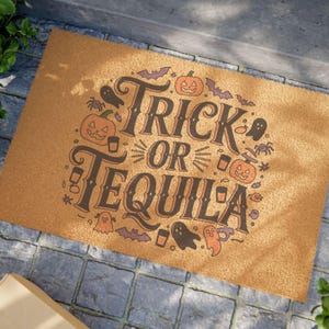 Trick or Tequila Halloween Doormat, Outdoor Mat (24x16")