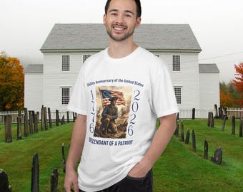 America 250th Anniversary T-Shirt - 1776-2026 Patriotic Shirt - Revolutionary Soldier & Betsy Ross Flag