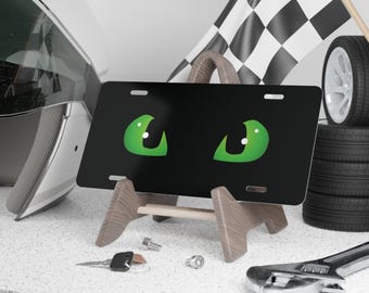 Green Dragon Eyes Vanity Plate, Perfect Gift for those who Love to the Look of Piercing Green Eyes Staring Back at Them