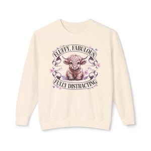 Fluffy Highland Cow Sweatshirt, Adorable Farm Animal Gift