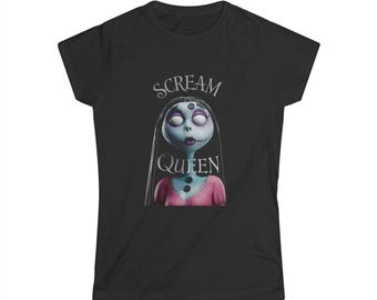 Screme Queen Halloween Tee, Ringspun Baumwoll-Shirt für Frauen