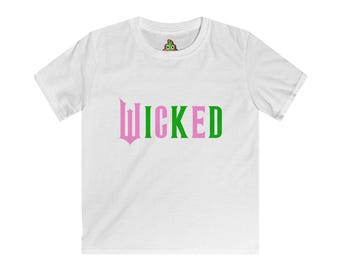 Kids Wicked Broadway T-Shirt, Pink and Green Logo