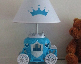 blue and white prince and princess carriage lamp children&#39;s gift