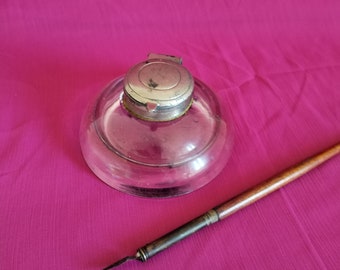 inkwell vintage antique glass, writing old collection