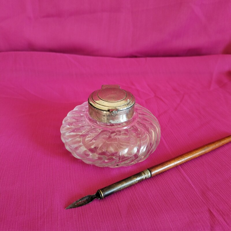Old Glass Inkwell - Etsy