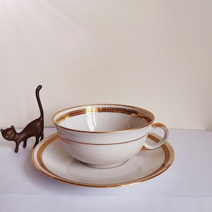 lunch porcelain coffee chocolate tea cup saucer white gold