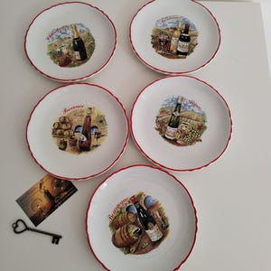5 vintage ceramic french cheese plates