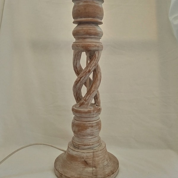 pied de lampe en bois gris  vintage classique des années 1960  électrifié