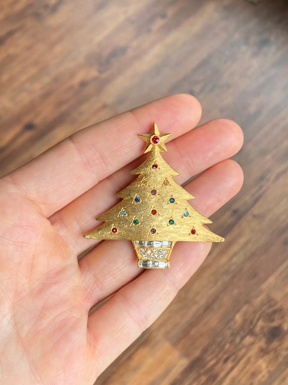 Vintage DeNicola Christmas Tree Brooch with Broad 