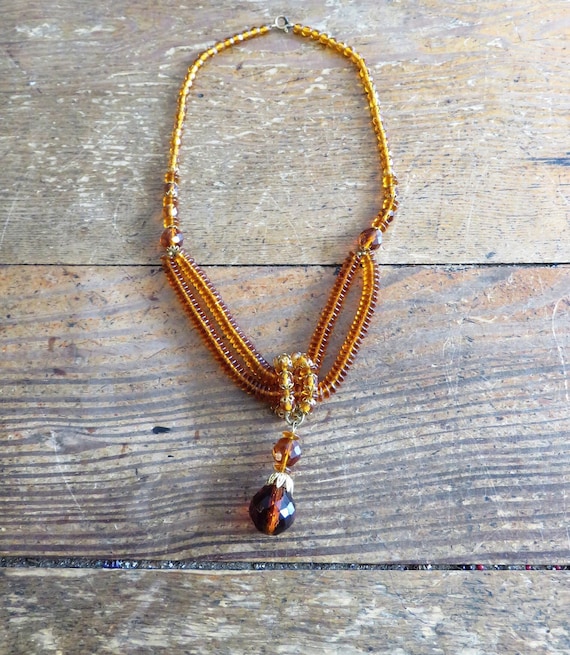 Pretty Vintage Burnt Orange, Amber and Gold toned… - image 1