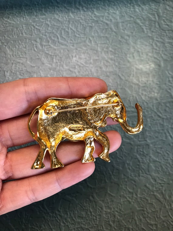 Vintage Don Lin Costume Jewelry Elephant Brooch w… - image 6