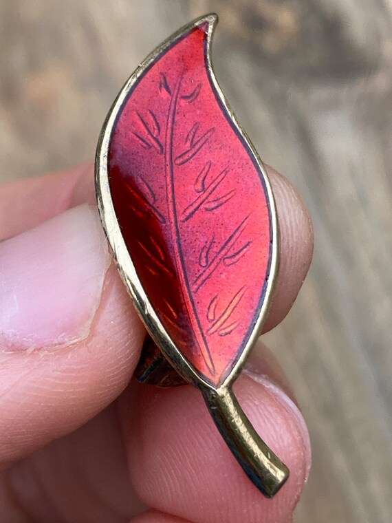 Vintage David Andersen Red Enamel Fall Leaf Clip … - image 9