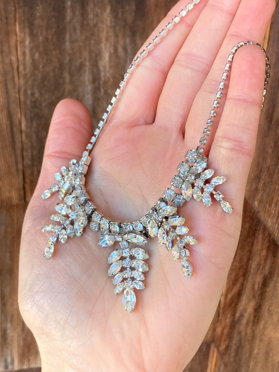 Beautiful Rhinestone Necklace with a Line of Dang… - image 1