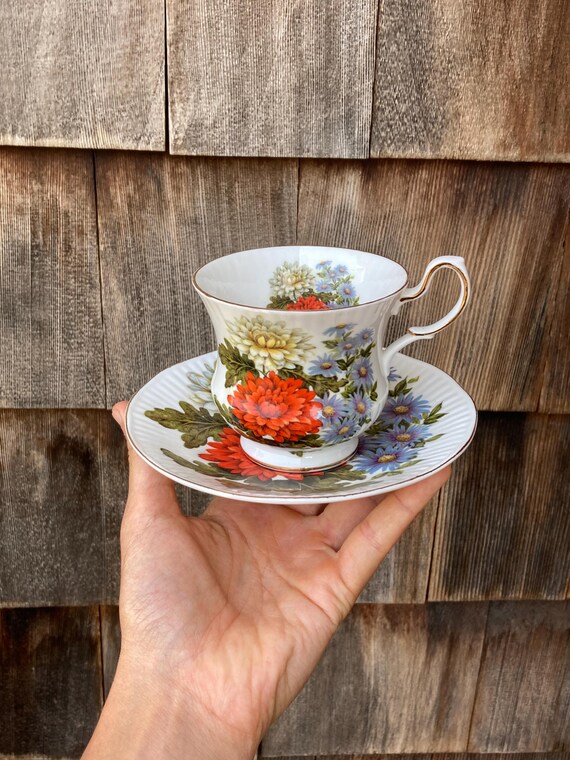 Vintage 'queen's' Fine Bone China Cup and Saucer With Vintage 'queen's' Fine Bone China Cup and Saucer With