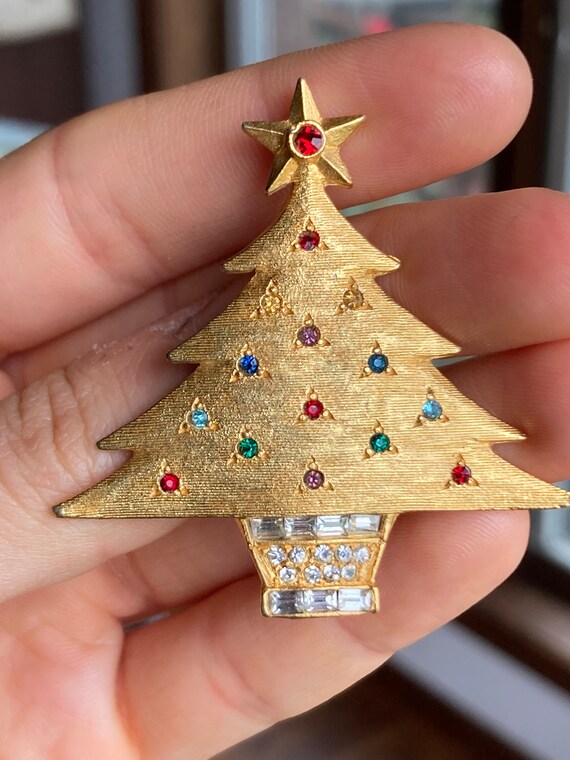 Vintage DeNicola Christmas Tree Brooch with Broad… - image 3