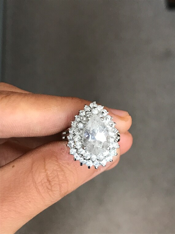Vintage Size 7 Sterling LIND Ring With Sparkling Tiered Rhinestone Teardrops 3462 Etsy Canada