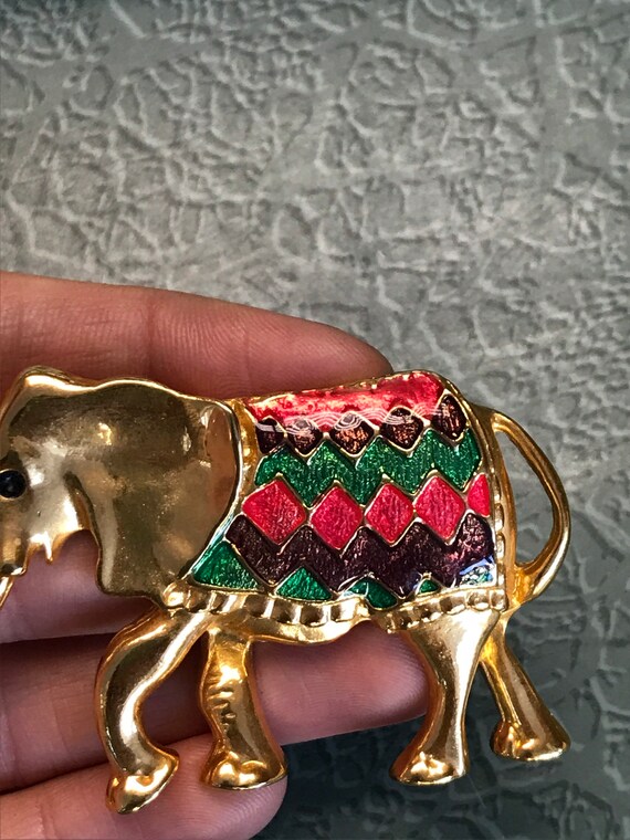 Vintage Don Lin Costume Jewelry Elephant Brooch w… - image 4