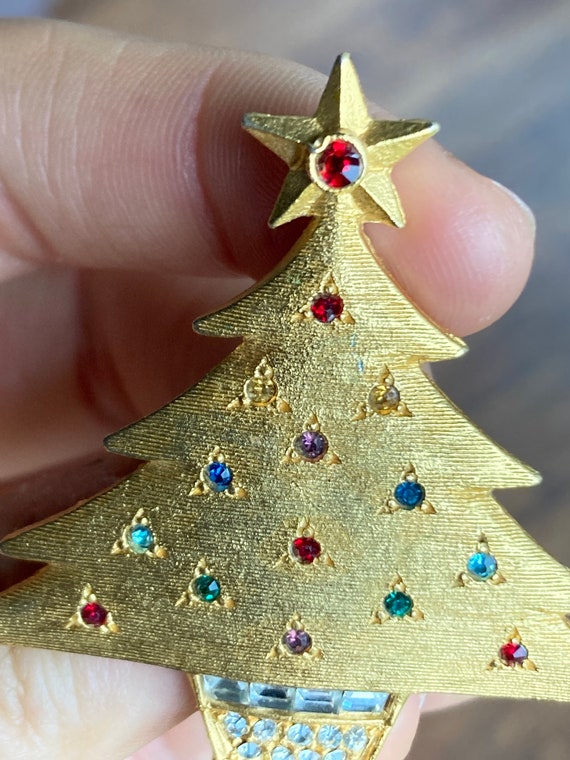 Vintage DeNicola Christmas Tree Brooch with Broad… - image 9