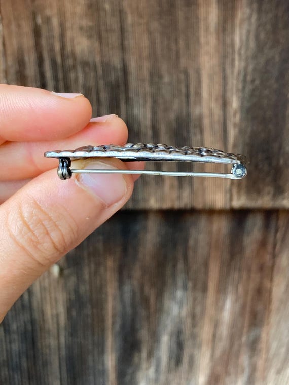 Vintage Rectangular Repoussé Sterling Brooch with… - image 5