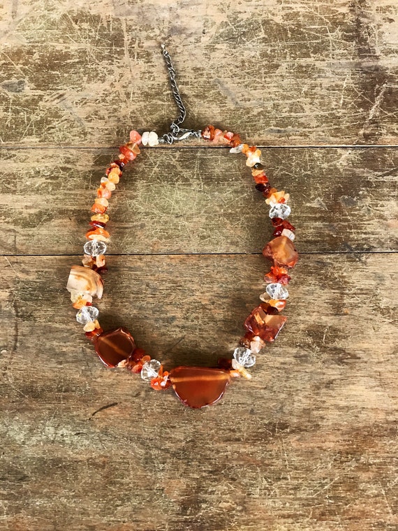 Beautiful Vintage Necklace with Burnt Orange Agate
