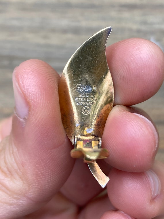 Vintage David Andersen Red Enamel Fall Leaf Clip … - image 6